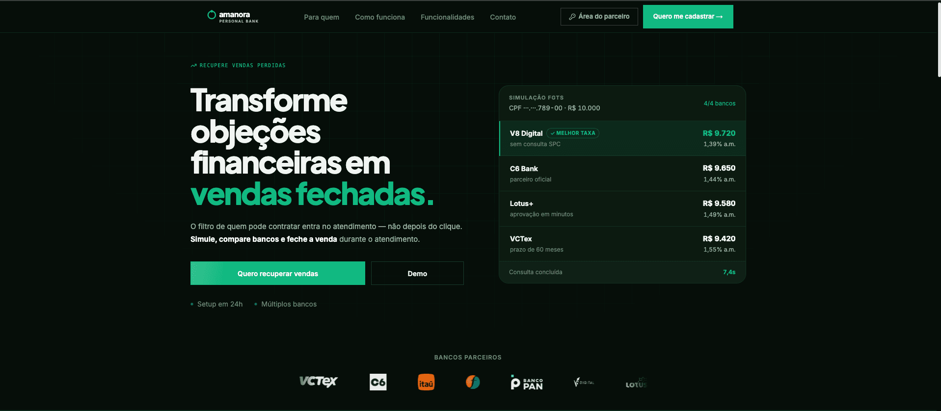 Site da plataforma Personal Bank